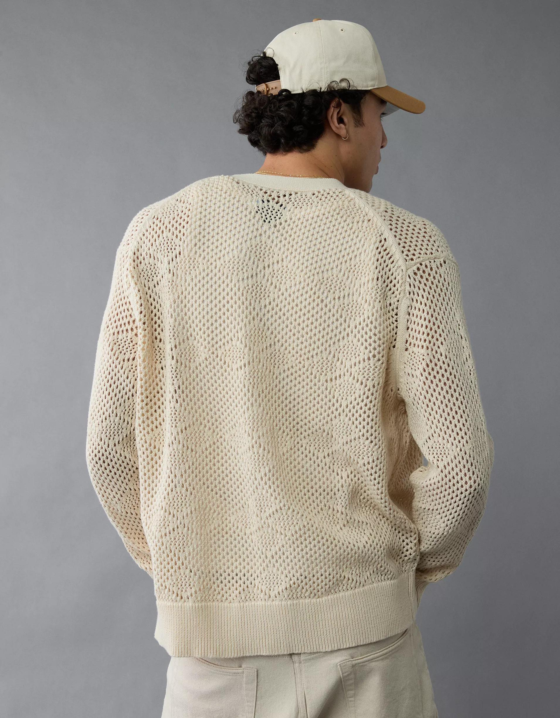 AE V-Neck Crochet Cardigan Product Image
