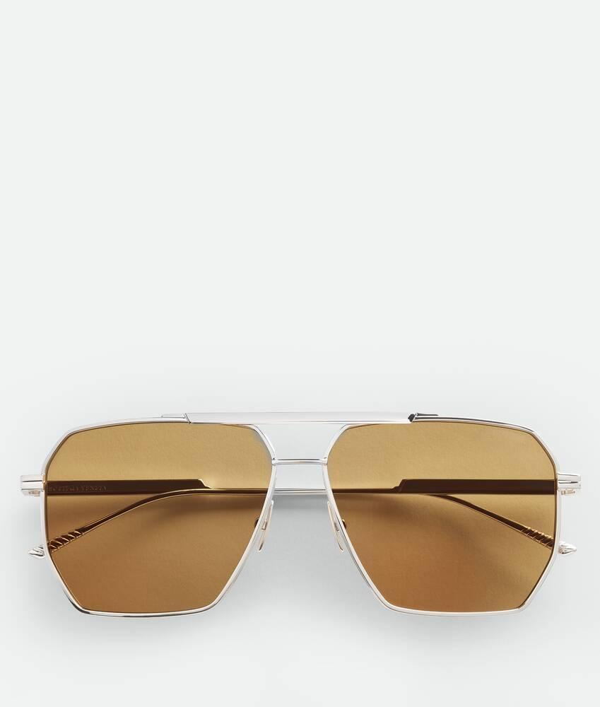 Men's Classic Aviator Sunglasses in Silver / Brown Product Image