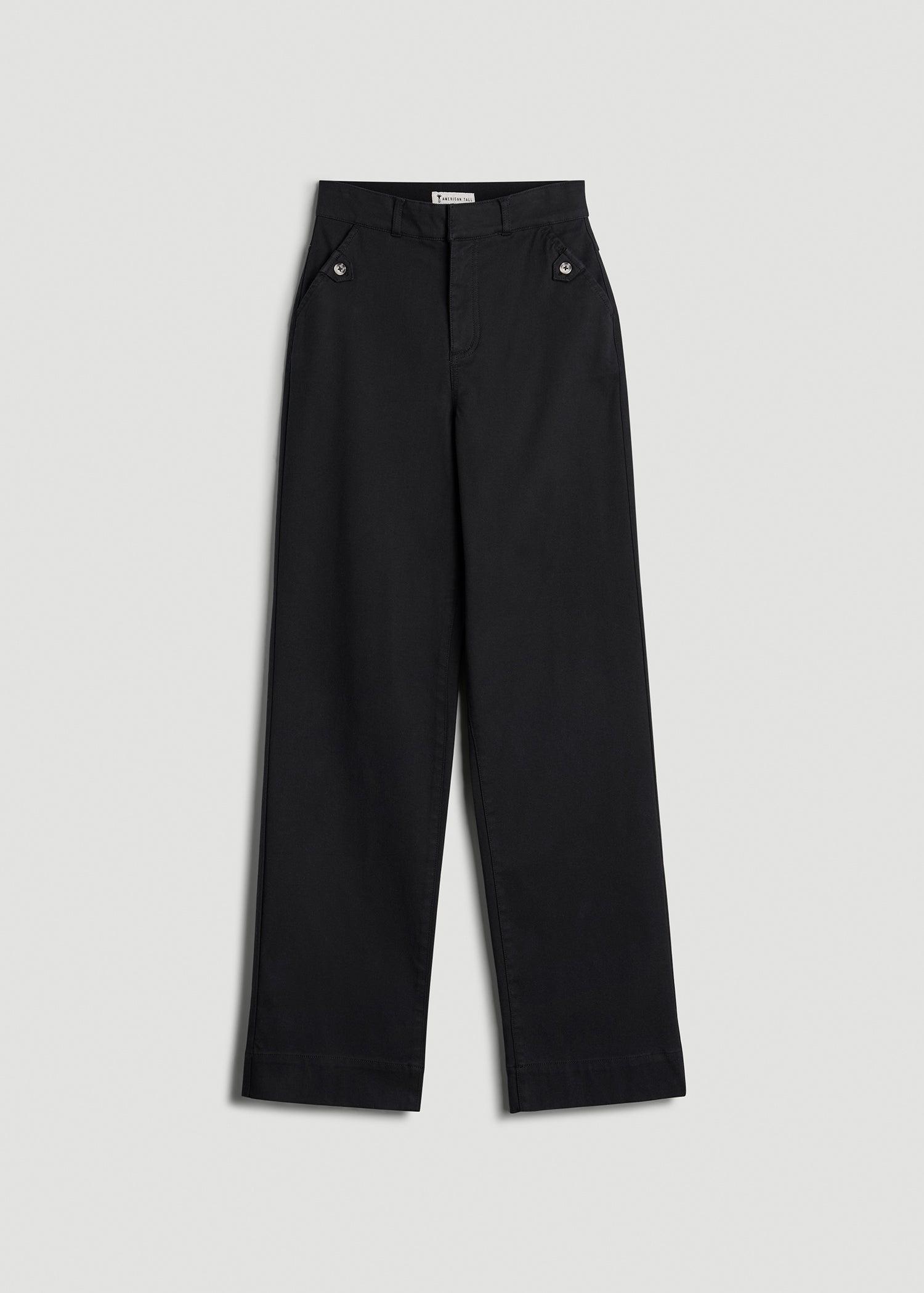 Stretch Twill Wide Leg Pant for Tall Women in Black Product Image