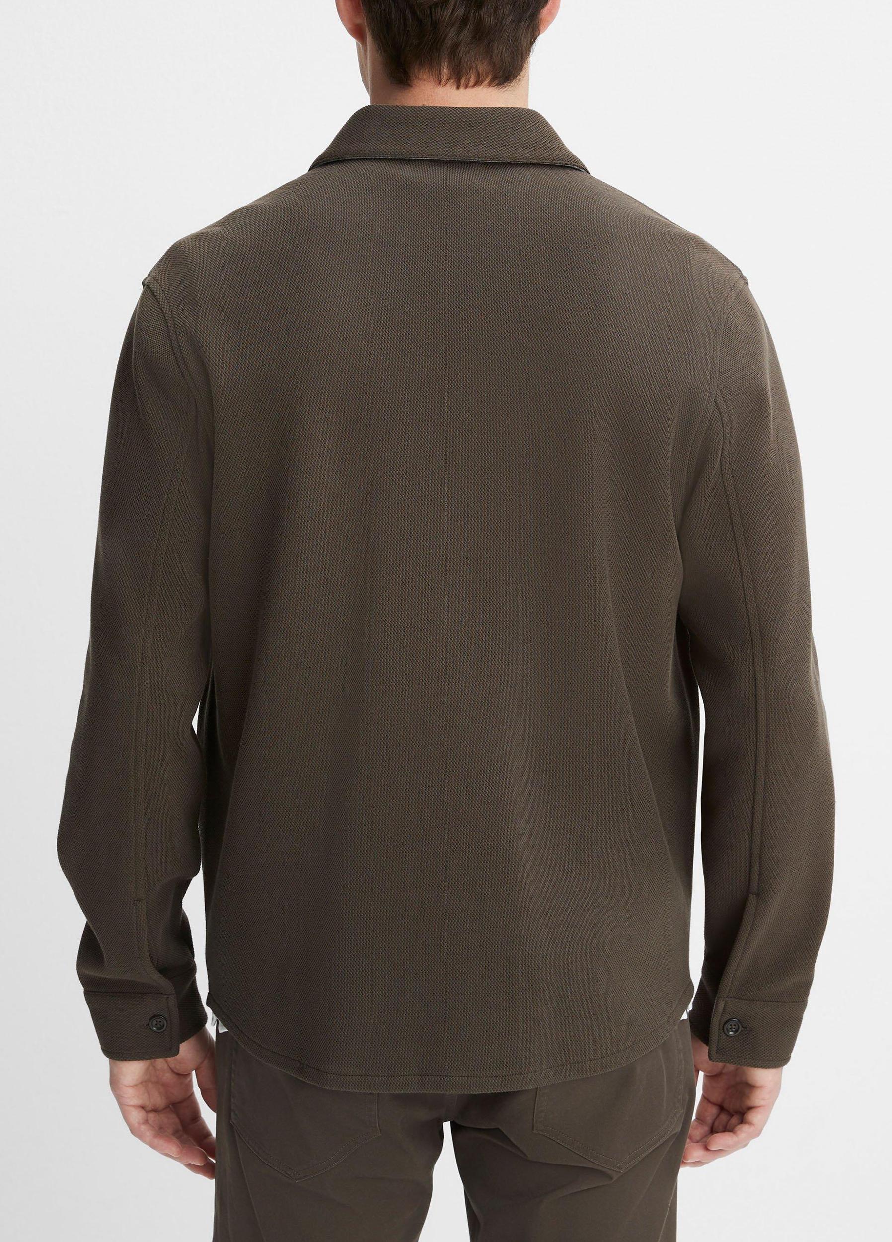Mens Double-Knit Cotton-Blend Piqu Shirt Jacket, Black/medium Heather Grey, Size L Vince Product Image