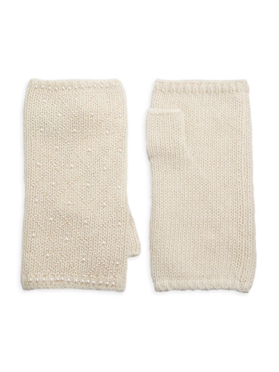 Womens Cashmere & Imitation Pearl Gloves Product Image