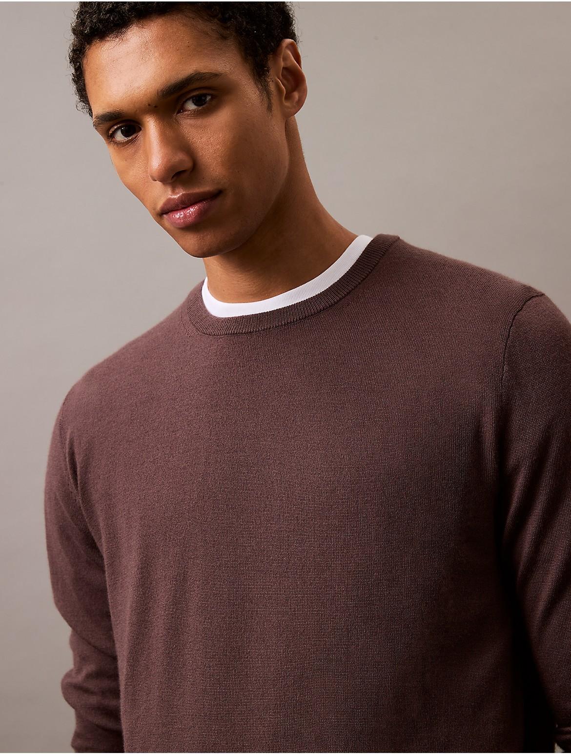Calvin Klein Men's Extra Fine Merino Blend Crewneck Sweater - Black - S Product Image