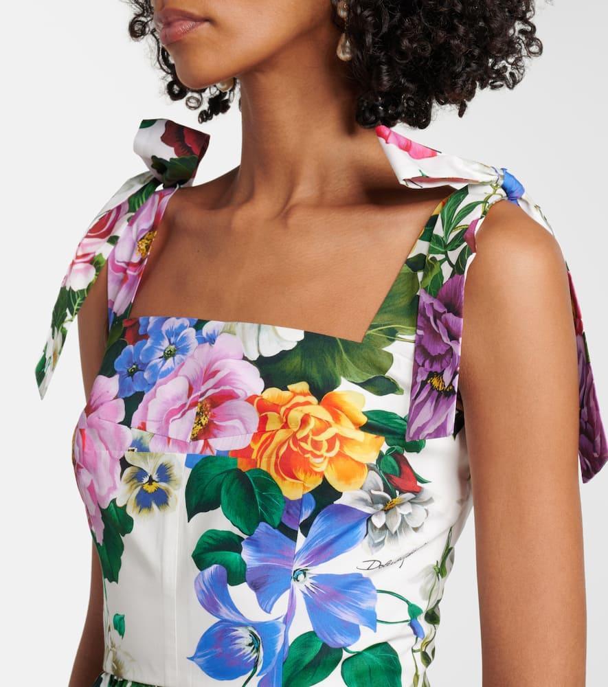 DOLCE & GABBANA Multicolor Sleelevelss Mini Dress With Square Neckline And All-over Floral Motif Product Image