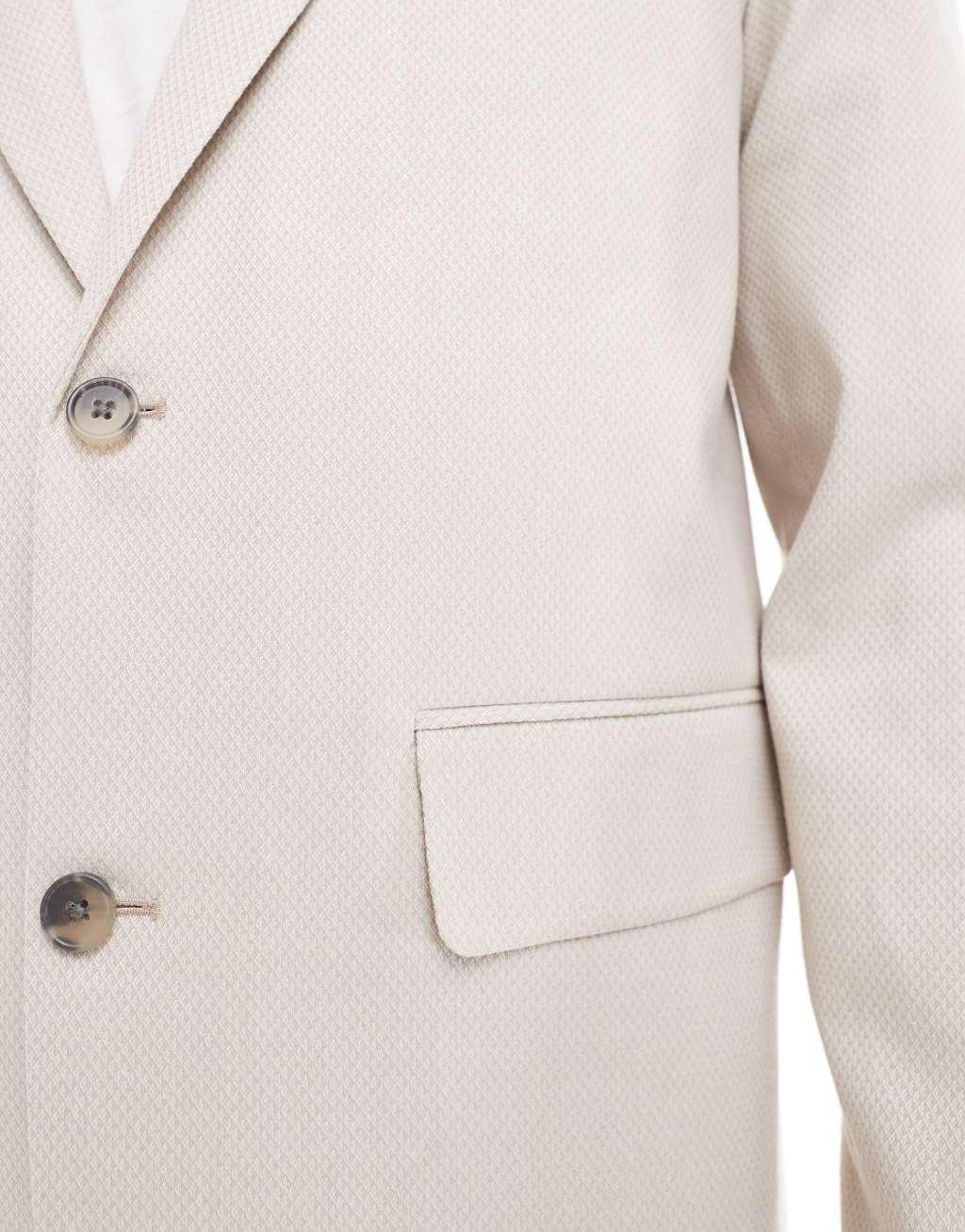 ASOS DESIGN relaxed throw on suit jacket in light gray with linen texture Product Image
