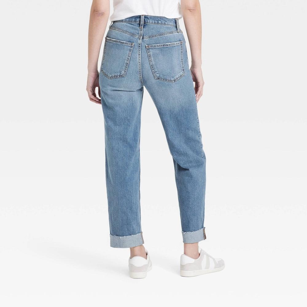Women's Highest-Rise Straight Ankle Cuffed Jeans - Universal Thread™ Medium Wash 6 Short: Denim, High Rise, Raw Edge Hem Product Image