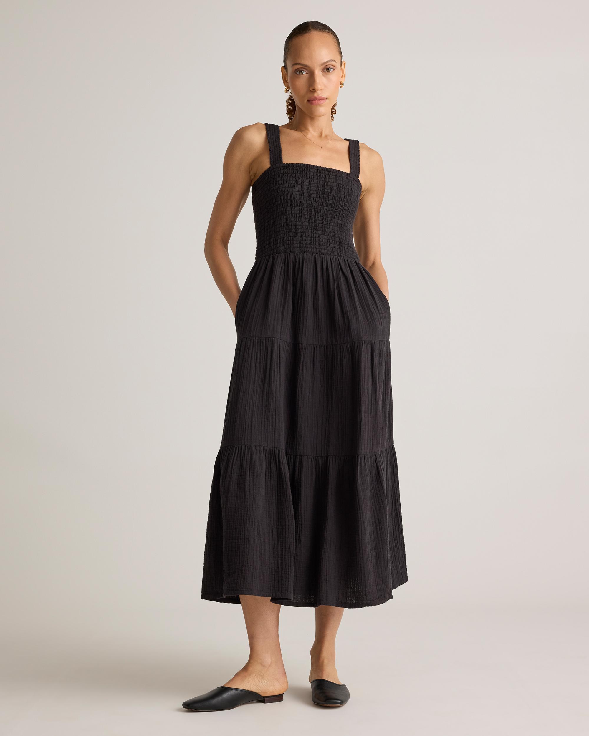 Quince | Women's Gauze Smocked Sleeveless Maxi Dress Organic Cotton Product Image