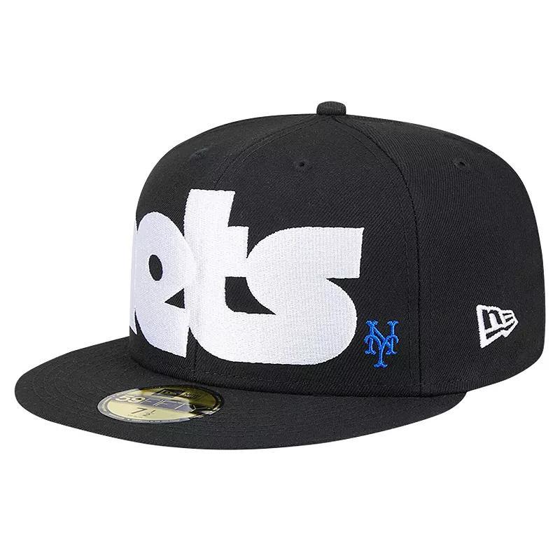 Men's New Era Black New York Mets Checkered Undervisor 59FIFTY Fitted Hat, Size: 7 1/8 Product Image