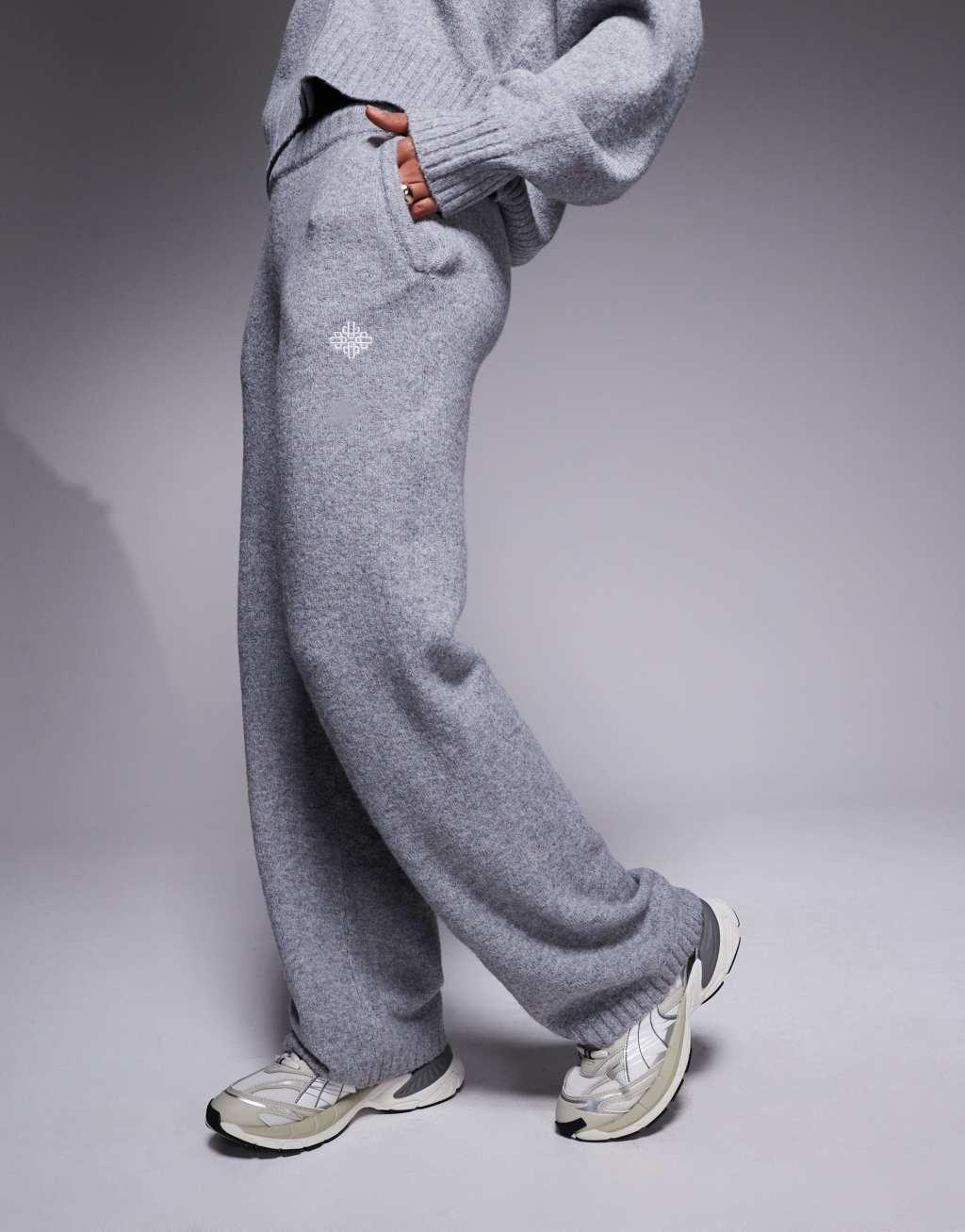 The Couture Club knitted relaxed sweatpants in gray heather - part of a set Product Image