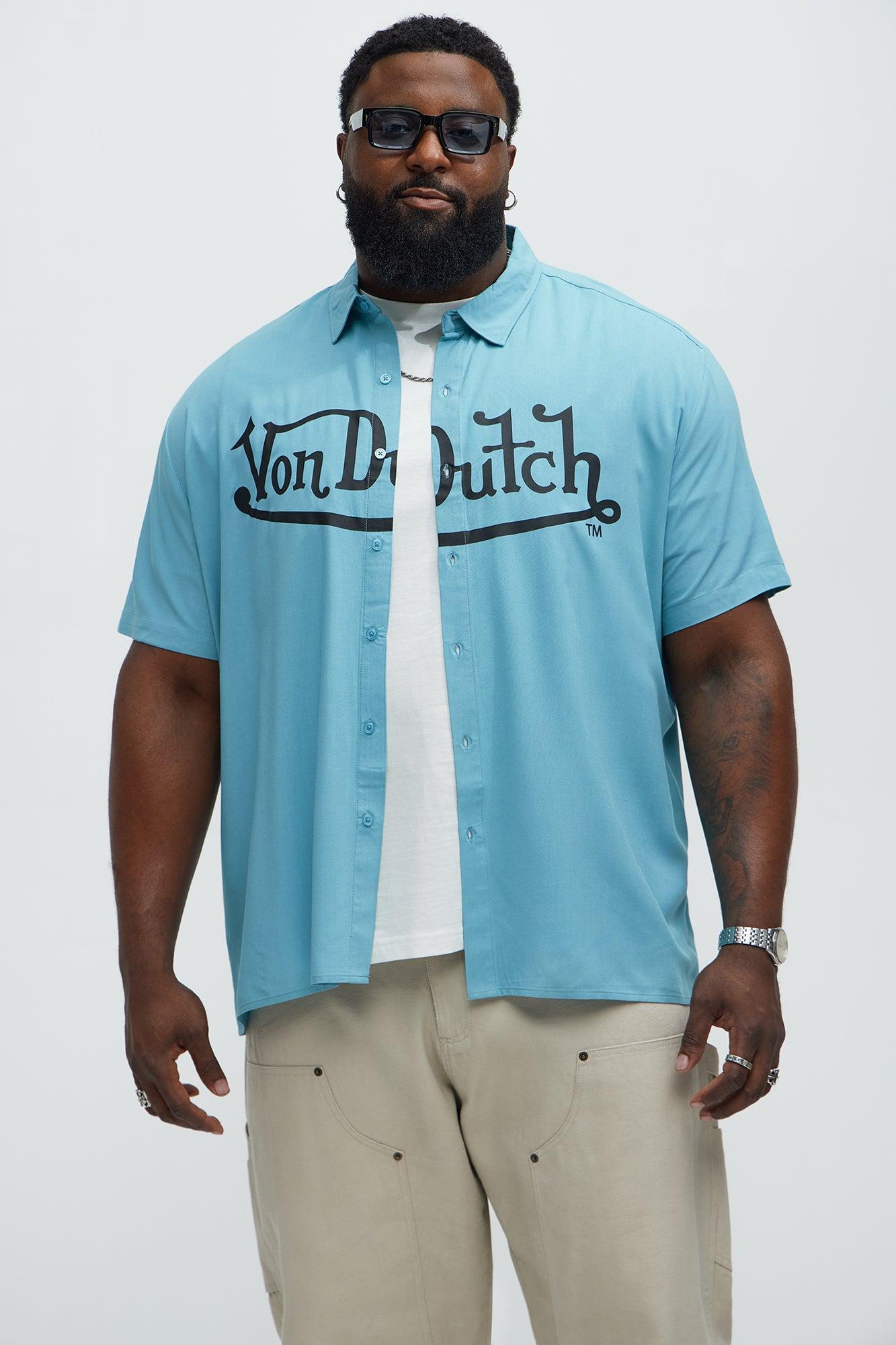 The Legend Von Dutch Short Sleeve Button Up Shirt - Blue Product Image