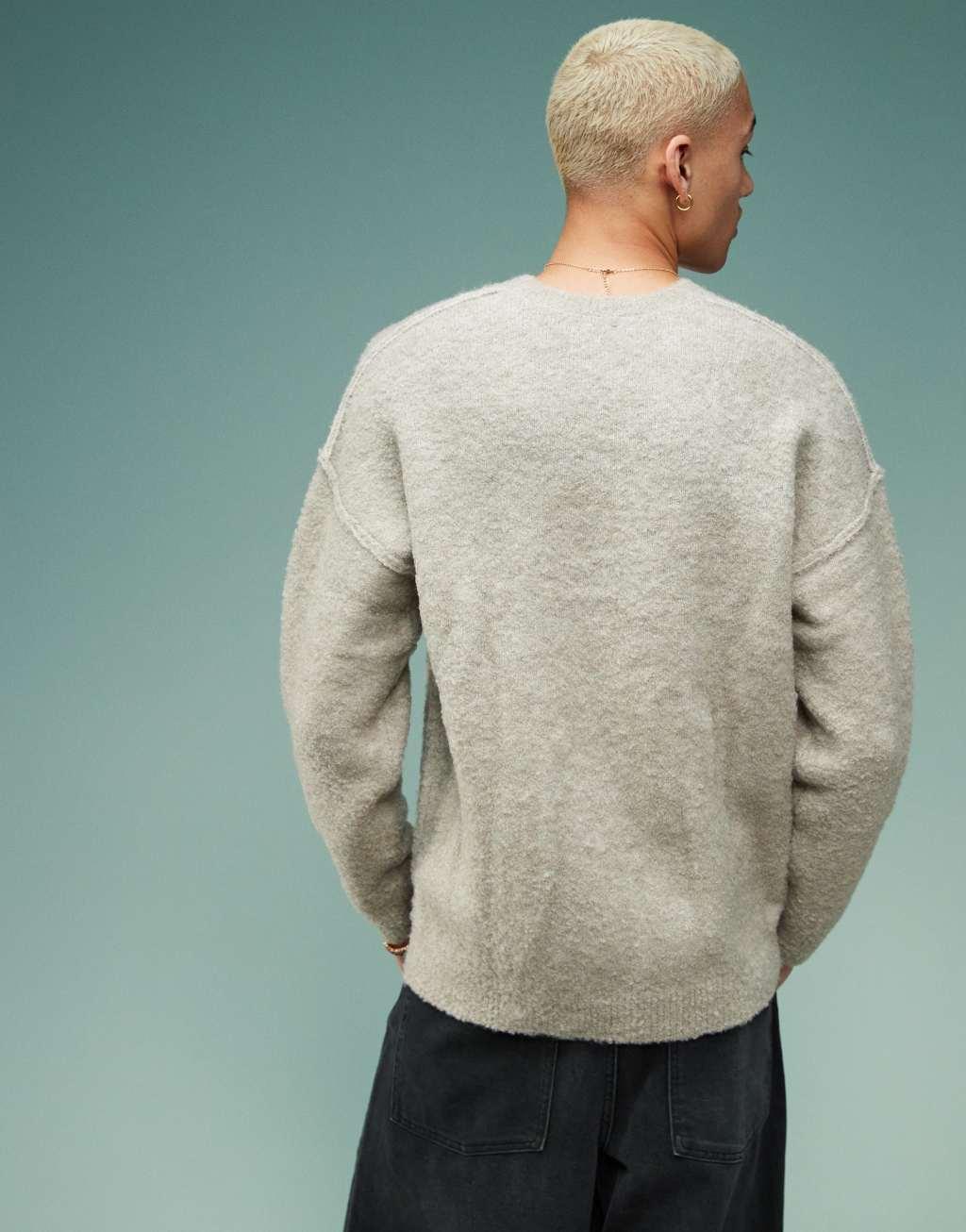 ASOS DESIGN relaxed knit textured sweater in light gray Product Image