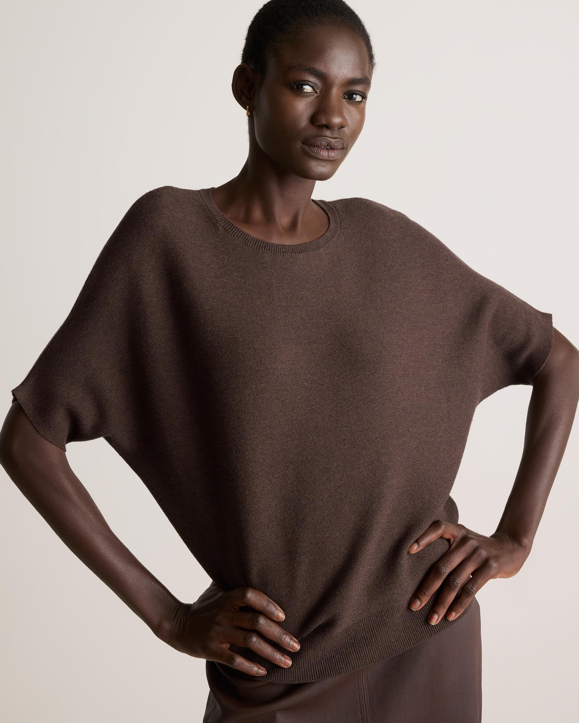 Quince | Women's Lightweight Cotton Cashmere Link-Stitch Dolman Sweater Size XL Product Image