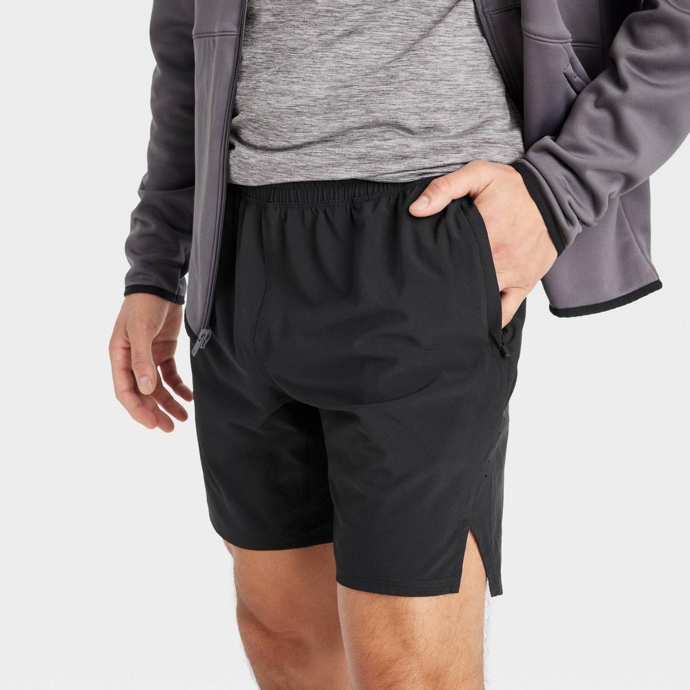 Mens 7 Active Light Unlined Run Shorts - All In Motion Black XXL: Moisture Wicking, Quick Drying Product Image