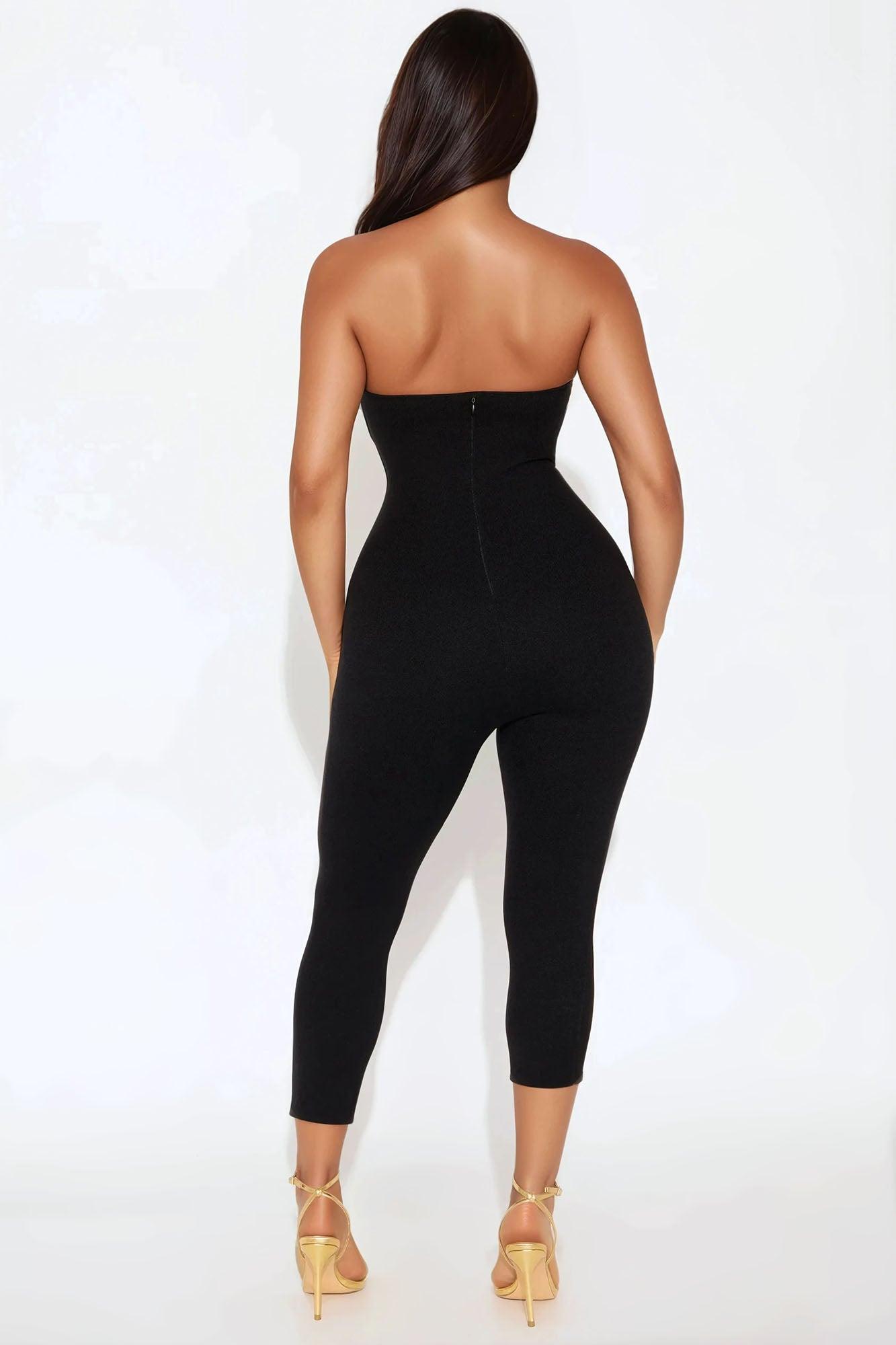 Kiss Me Knit Capri Jumpsuit - Black Product Image