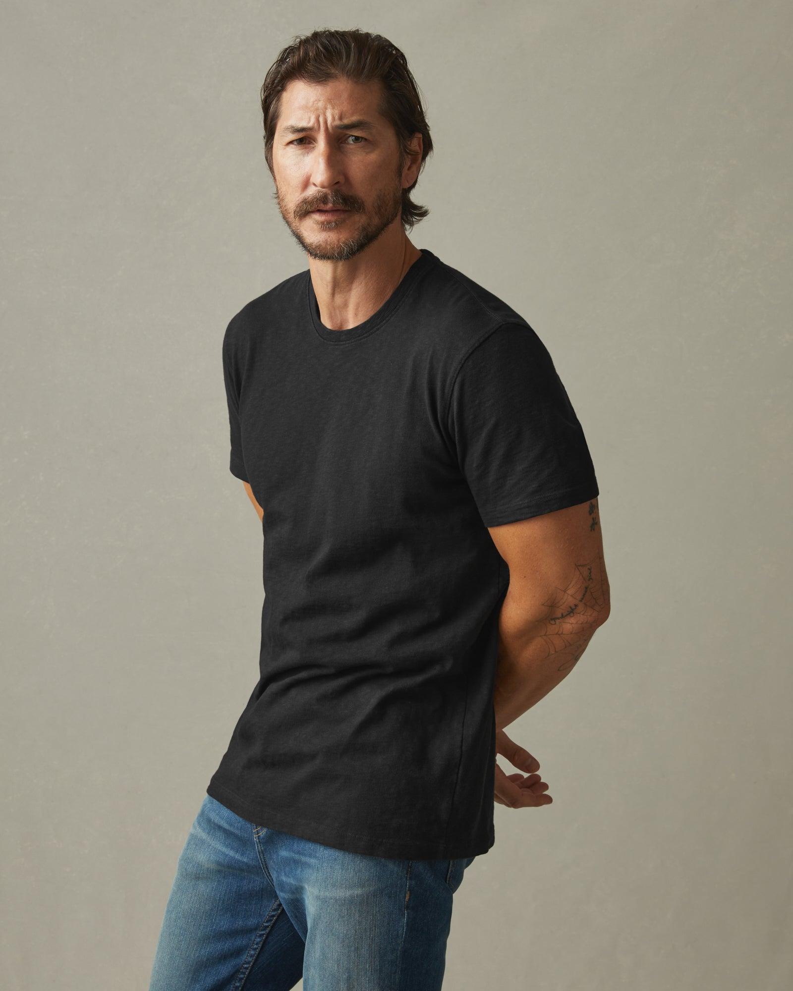Men's Premium Slub Crew Tee - Black Male Product Image
