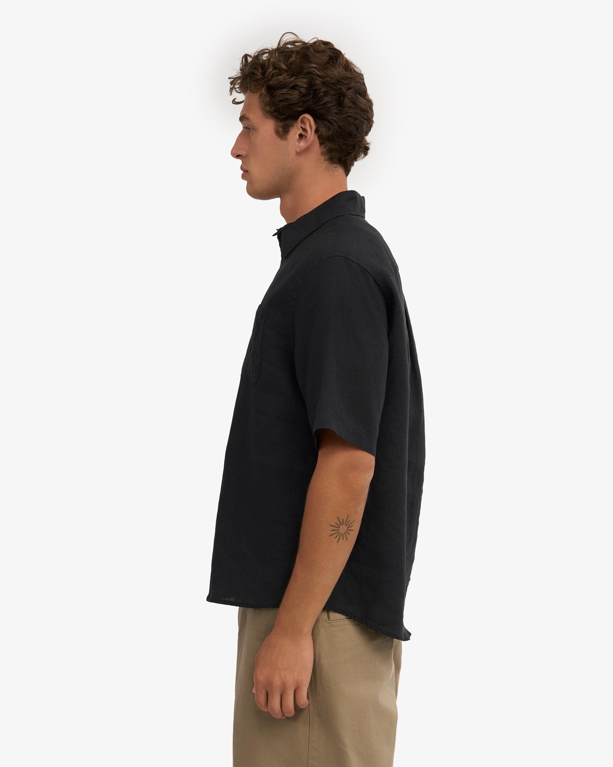 Linen SS Shirt - Deep Black Product Image