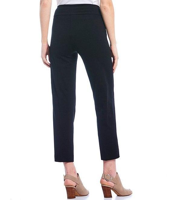 Slimsation® by Multiples Petite Size Solid Pull-On Easy Fit Knit Straight Leg Ankle Pants Product Image