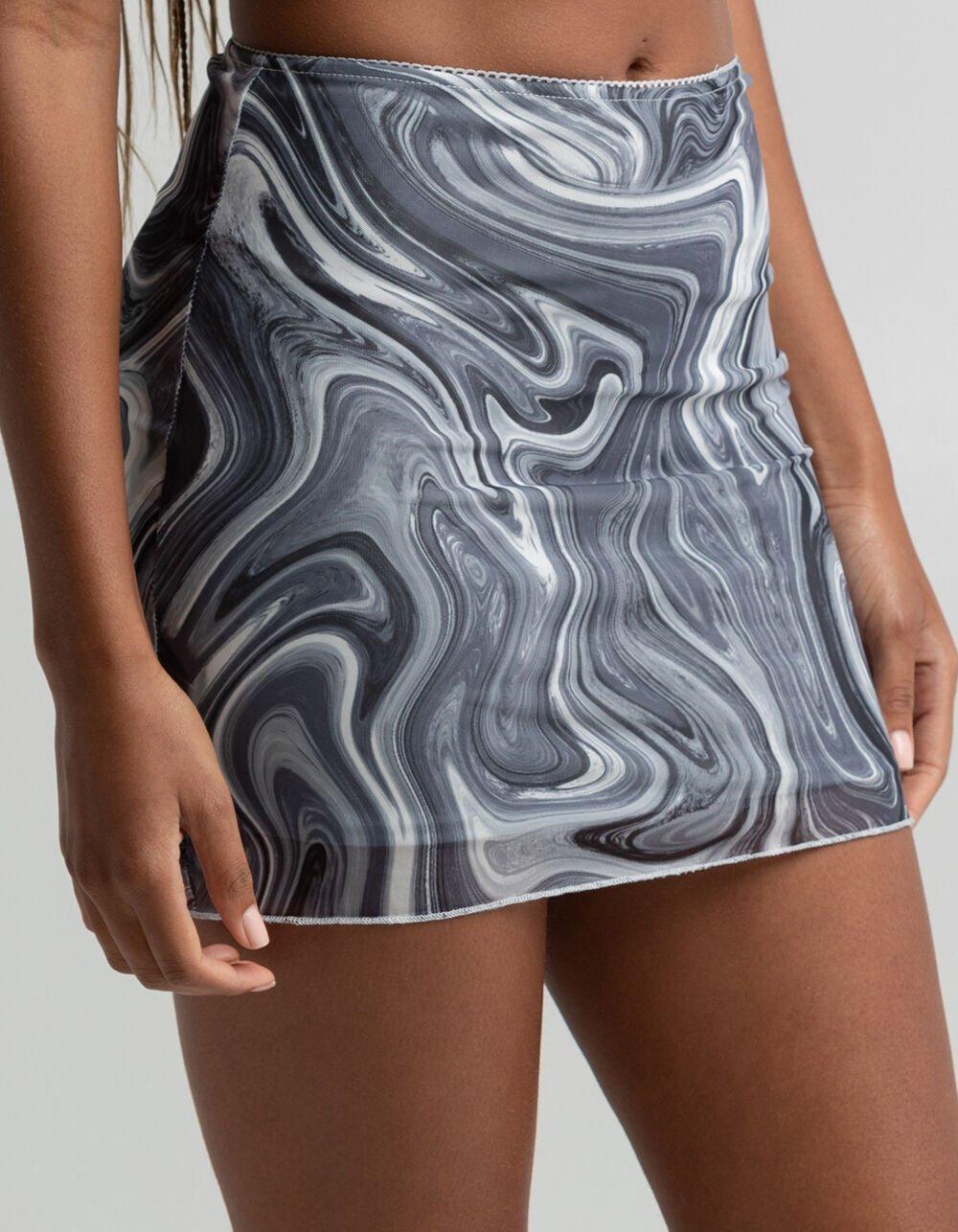 FULL TILT Marble Mesh Skirt - BLK/GRY Product Image