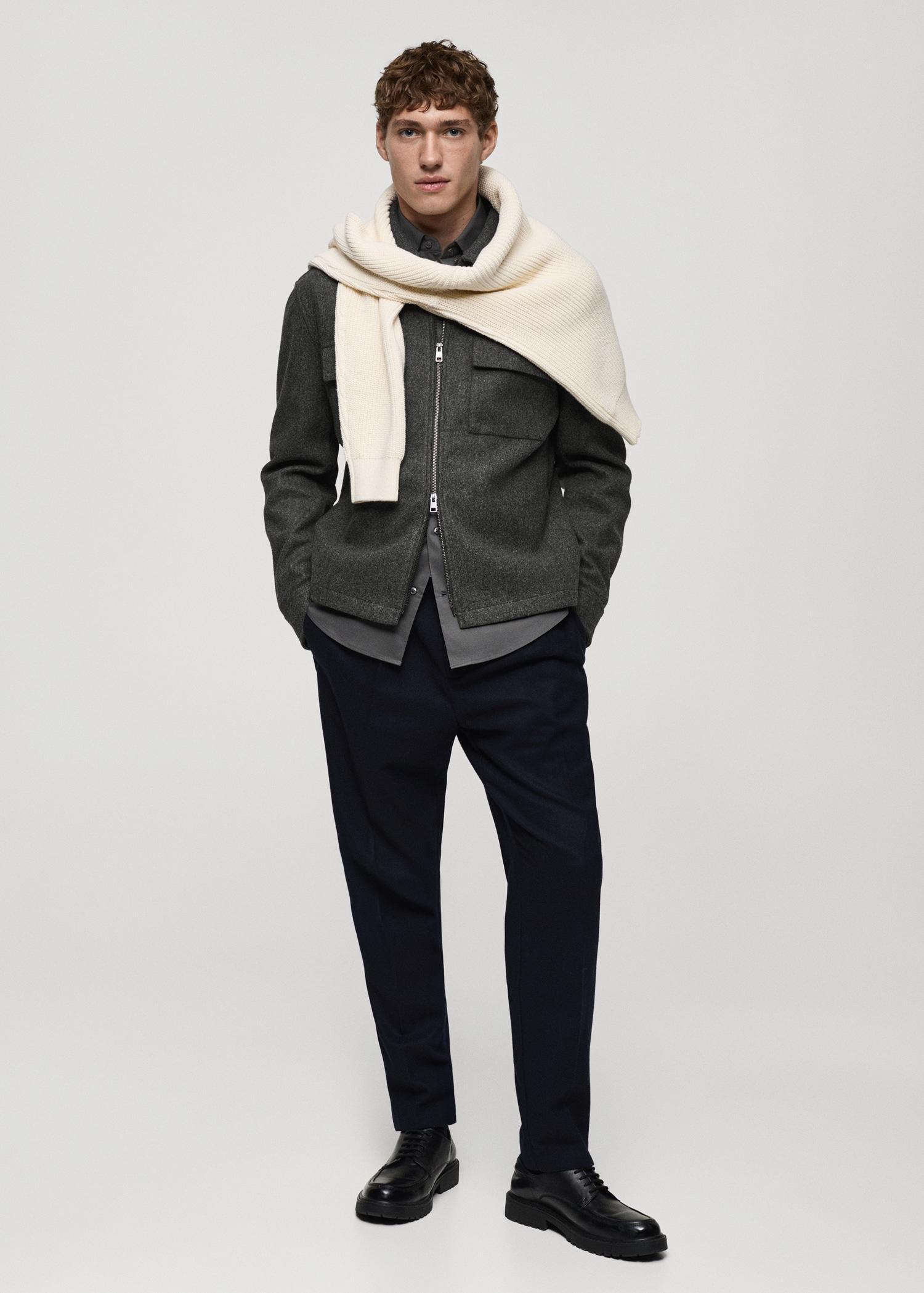 Regular-fit flannel jacket with pockets - Men | MANGO USA Product Image