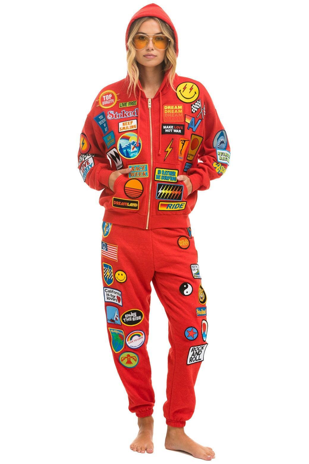 VINTAGE PATCH SWEATPANTS - RED Female Product Image