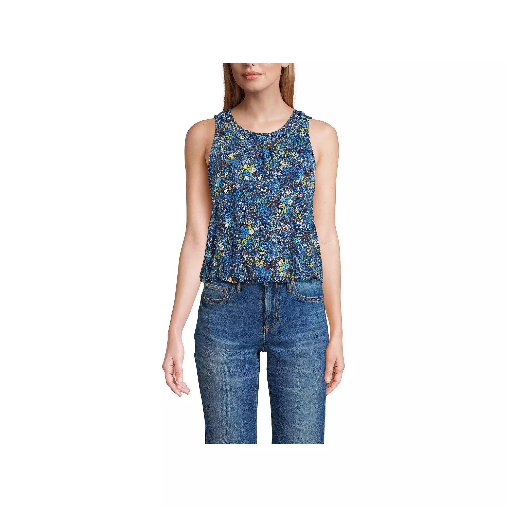 Women's Lands' End Lightweight Jersey Pleated Tank Top, Size: Small, Fresh Ivory Product Image