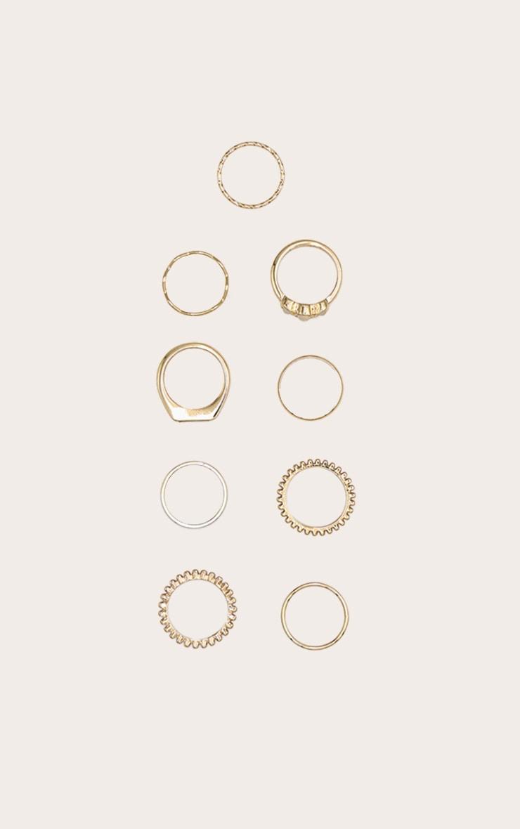 Gold Pearl Detail Crinkle Multipack Ring Product Image