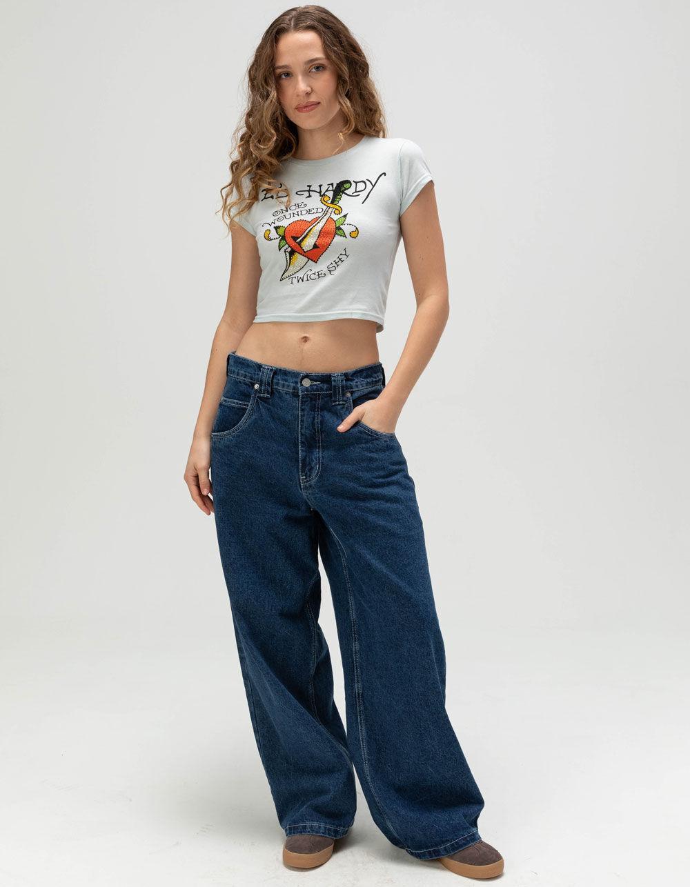 ED HARDY Twice Shy Womens Baby Tee - LIGHT BLUE Product Image