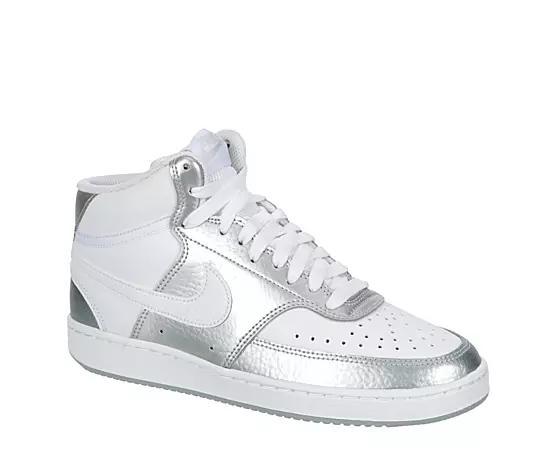Nike Court Vision Mid-Top Women's Shoes, Size: 6.5, White Grey Silver Product Image