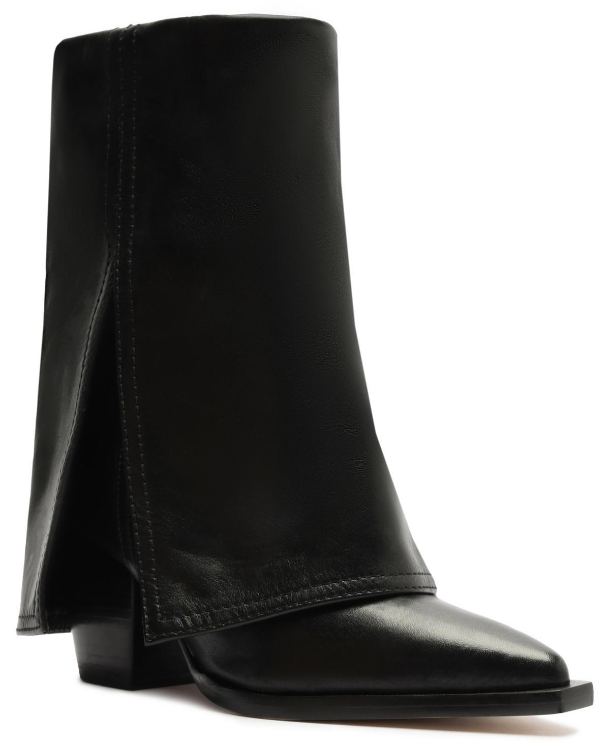 Arezzo Womens Bianca Mid-Block Leather Boots Product Image