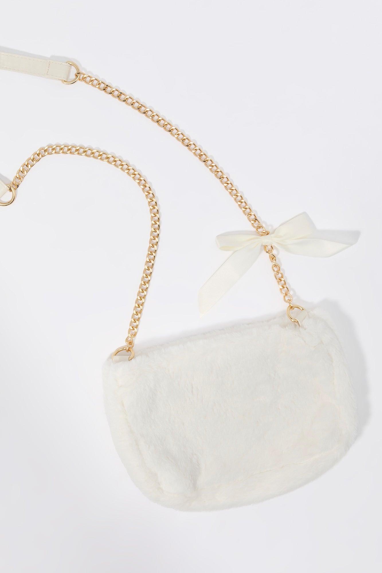 Faux Fur Bow Shoulder Bag Female Product Image