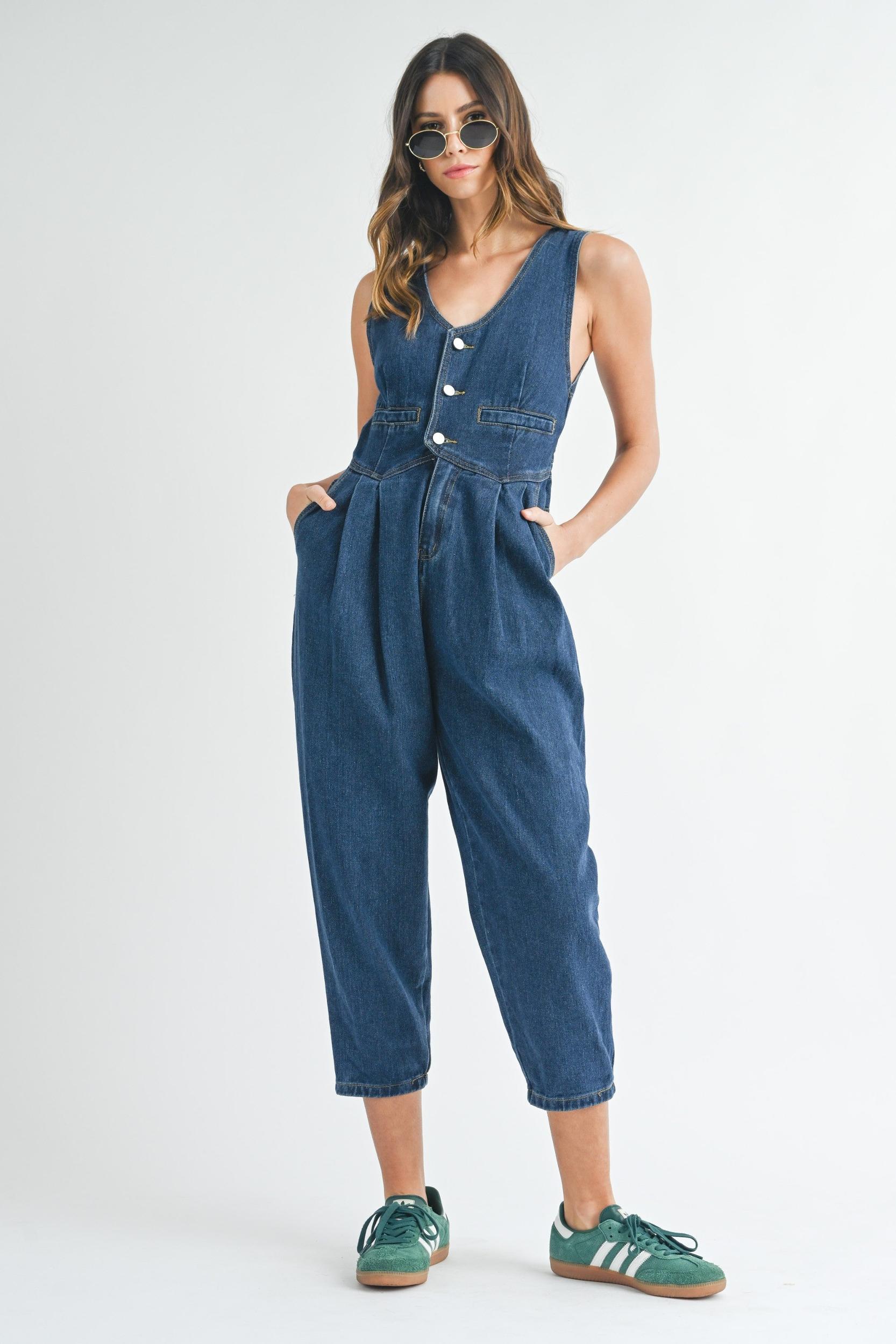 Denim Vest Jumpsuit Product Image