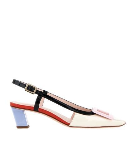 ROGER VIVIER Bv Lacquered Buckle Patent Leather Slingback Pumps In Multicolor Product Image