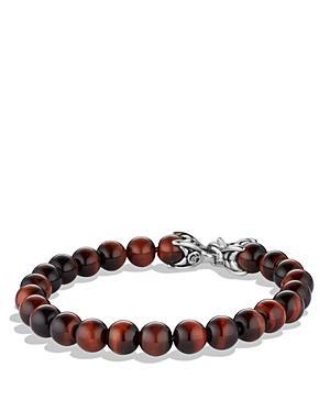 David Yurman Mens Spiritual Beads Bracelet in Sterling Silver with Red Tigers Eye, 8mm Product Image