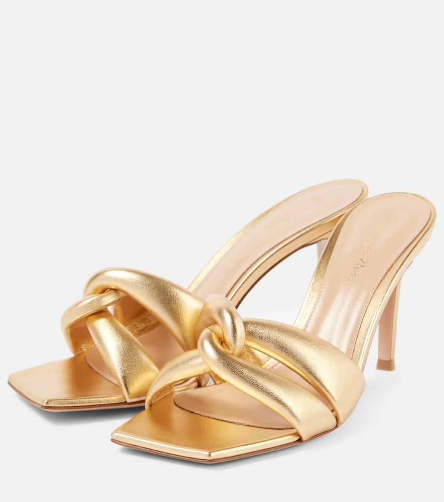 GIANVITO ROSSI Amour 85 Metallic Leather Mules In Gold Product Image