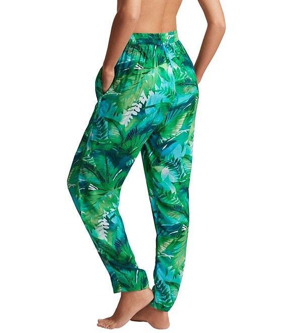 Lauren Ralph Lauren Cartago Tropical Palm Poolside Elastic Drawcord Waist Swim Cover-Up Pants Product Image