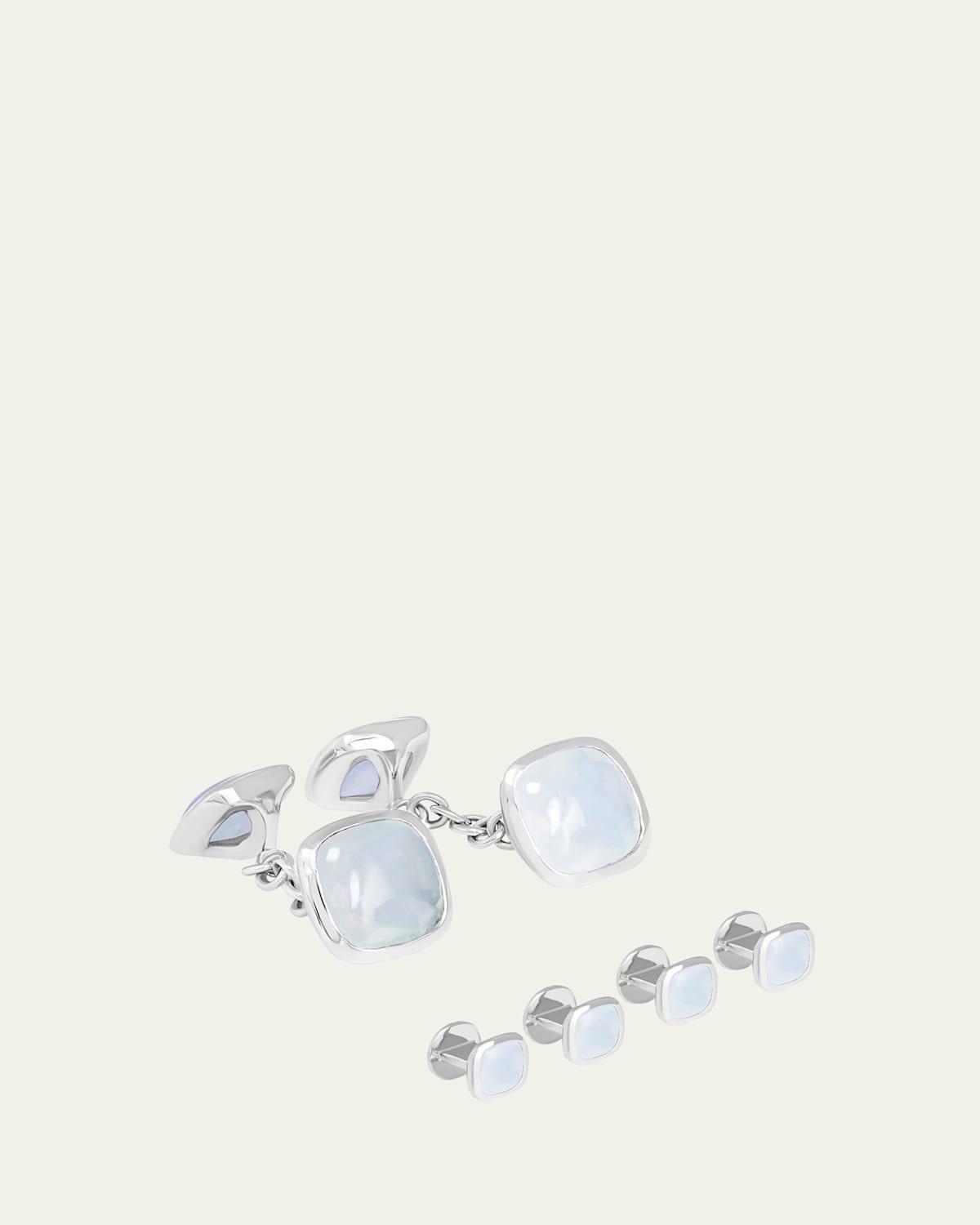 Mens Moonstone Cufflink Stud Set Product Image
