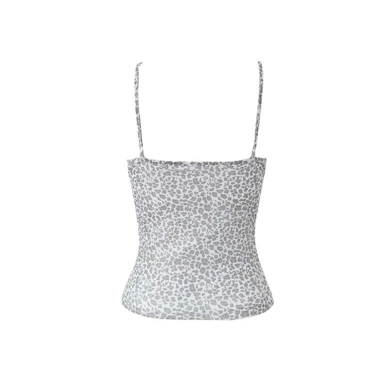 V-Neck Leopard Print Crop Cami Top / Pencil Skirt / Set Product Image