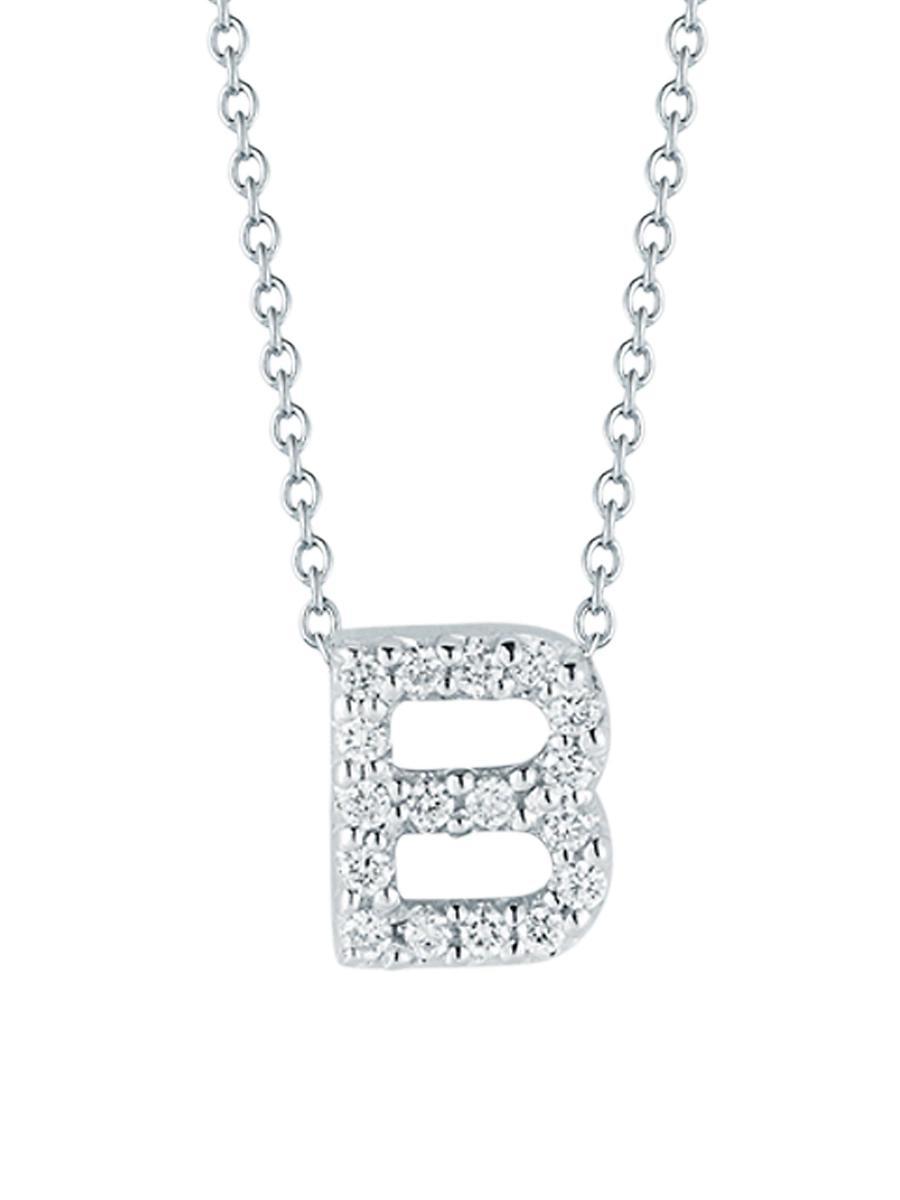 Roberto Coin 18K White Gold Initial Love Letter Pendant Necklace with Diamonds, 16 Product Image