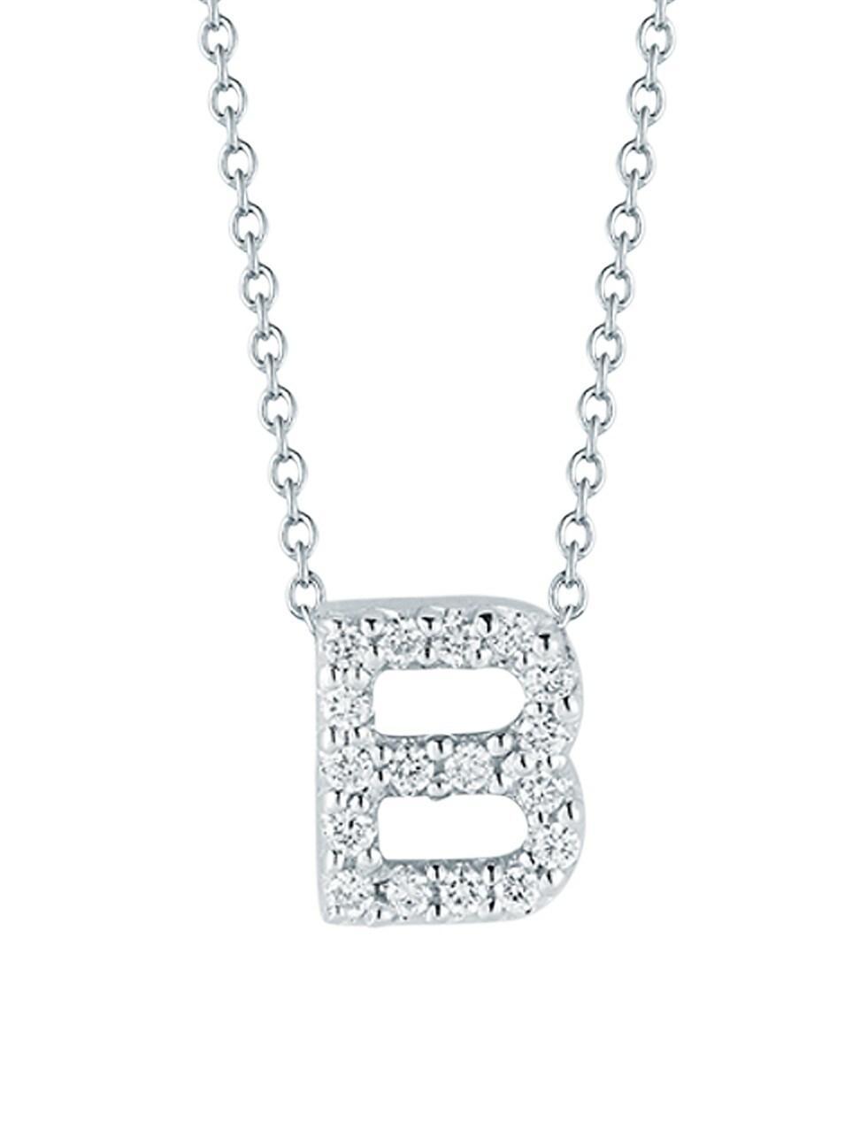 Roberto Coin 18K White Gold Initial Love Letter Pendant Necklace with Diamonds, 16 Product Image