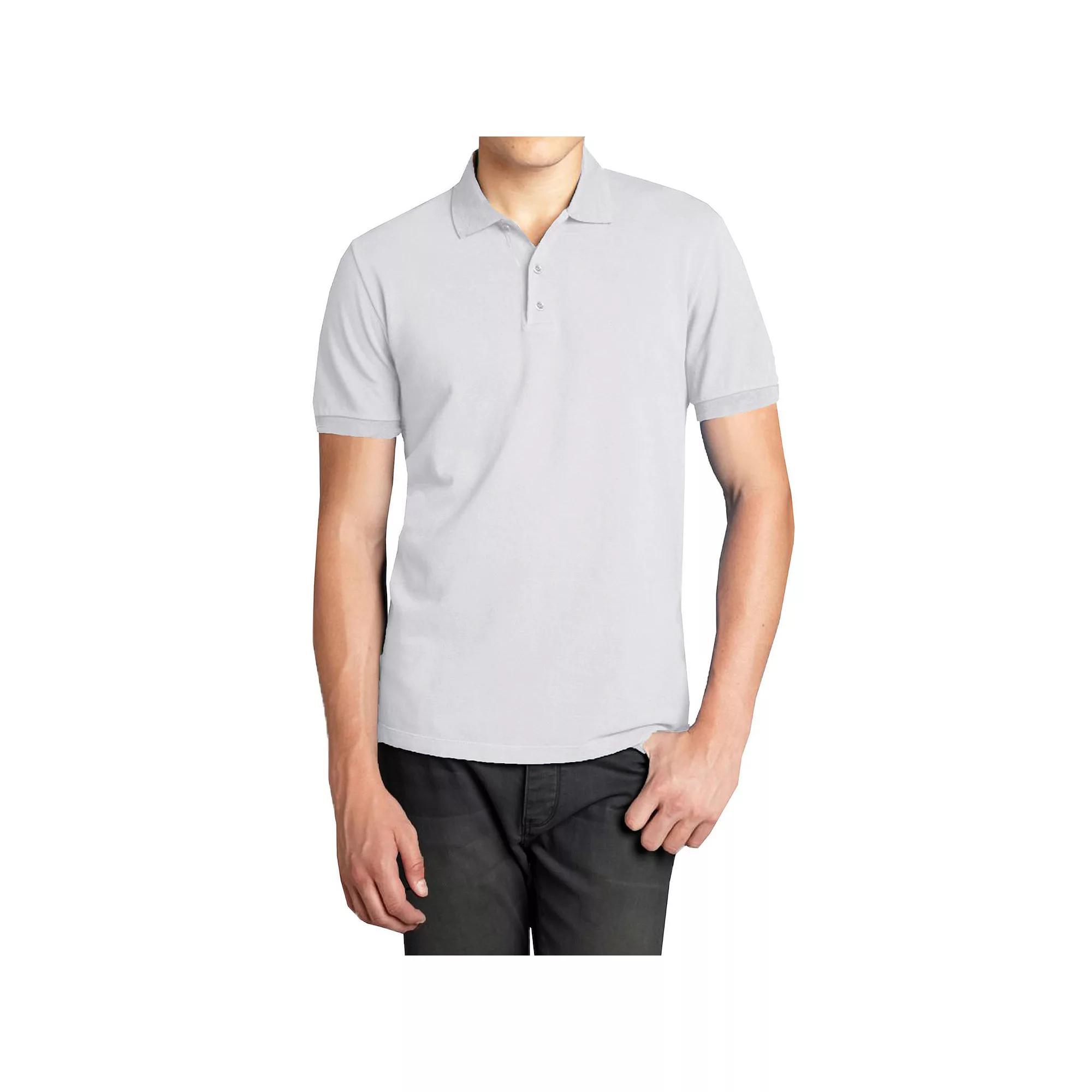 Men's Galaxy Short Sleeve Pique Polo, Size: Large, White Product Image
