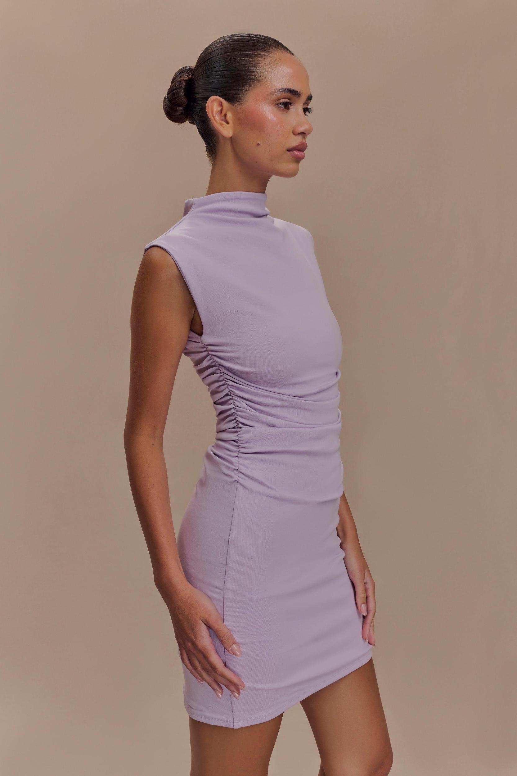 Elliot High Neck Sleeveless Mini Dress - Lilac Product Image