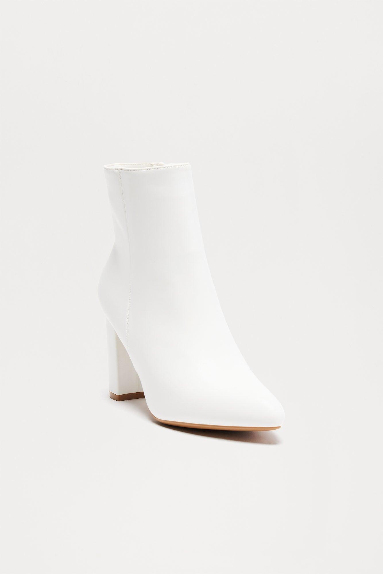 Niles Heeled Booties - White Product Image