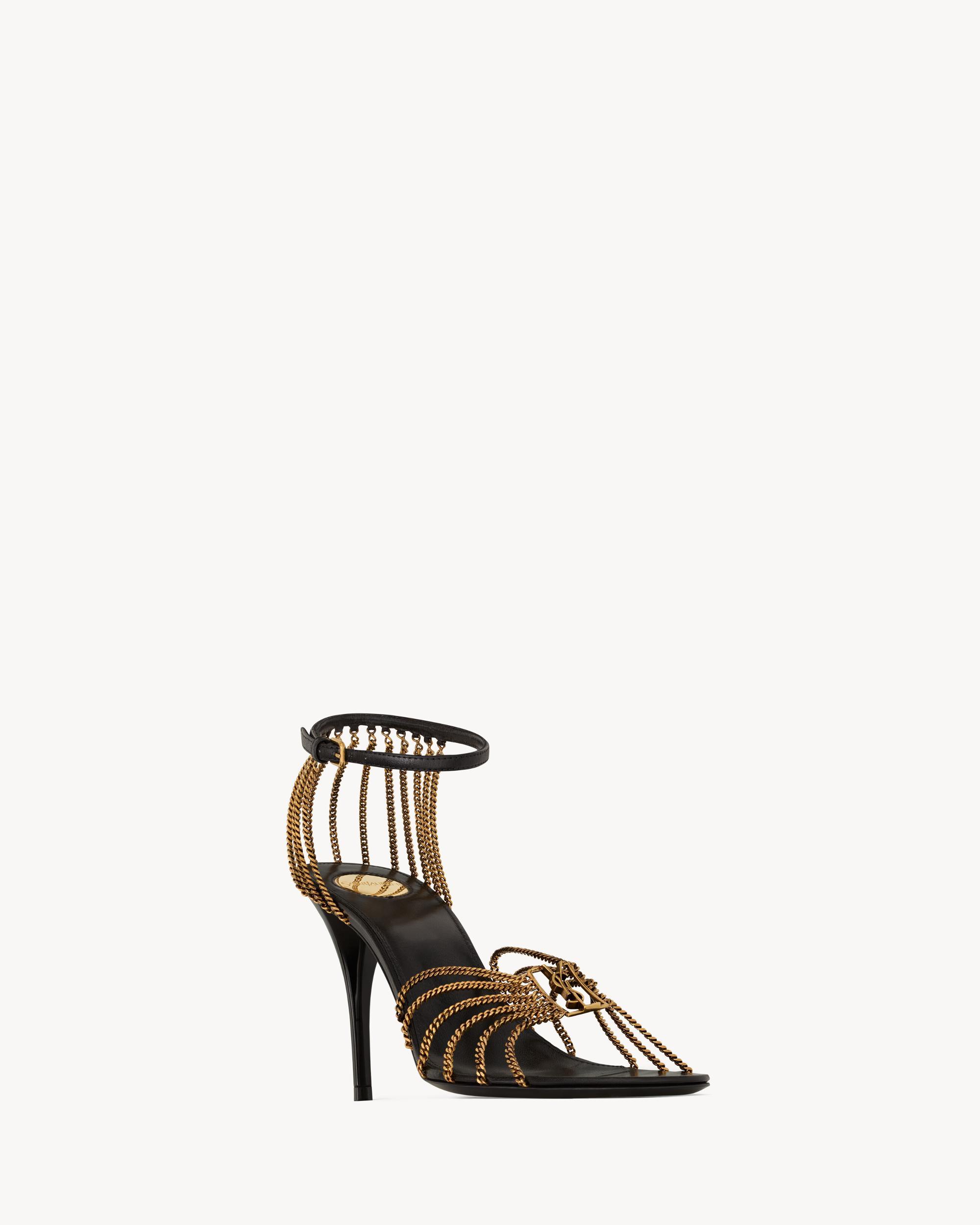 BABYLONE sandals in smooth leather and metal Product Image
