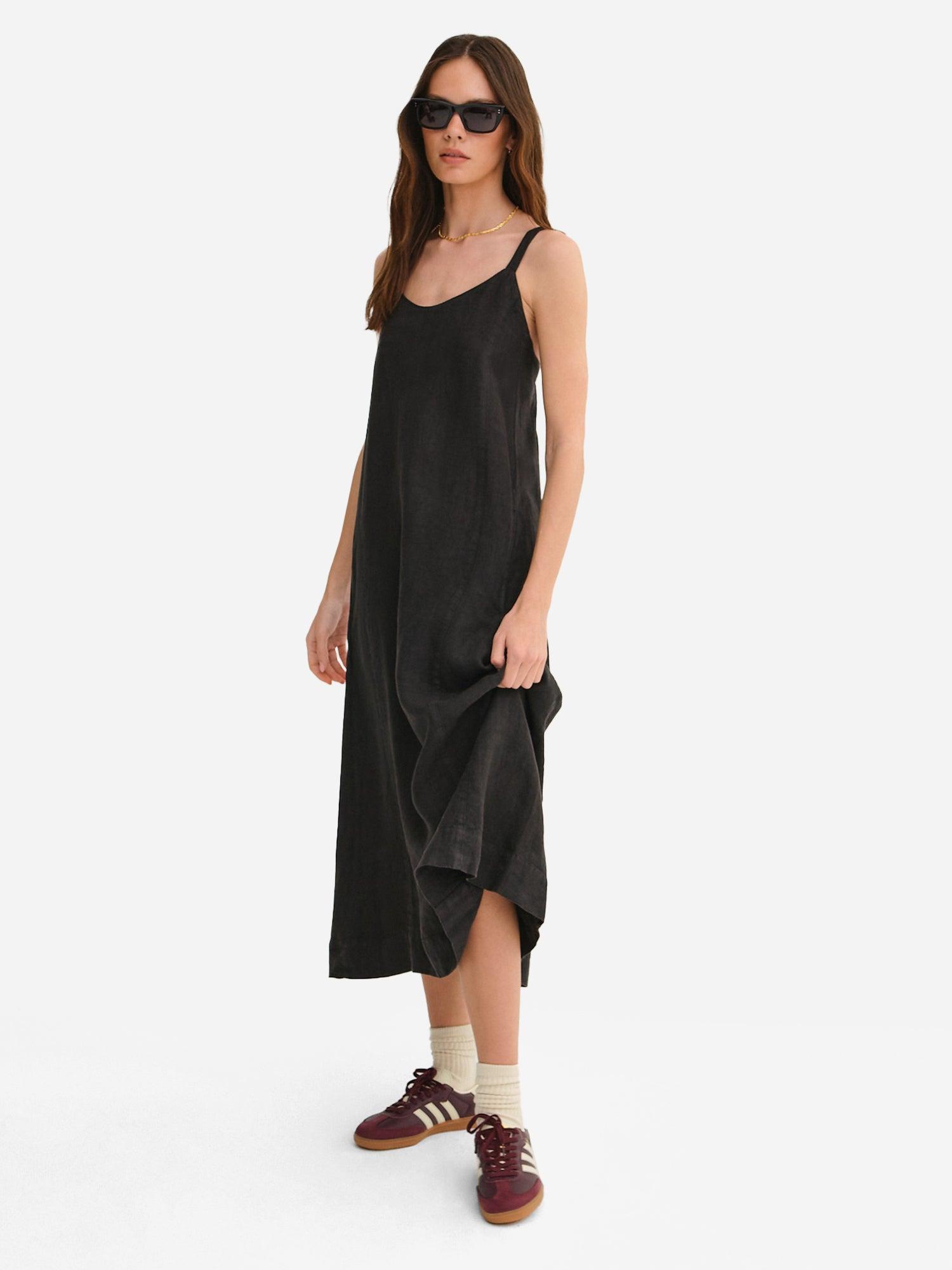 Organic Linen Tie Back Maxi Dress Female Product Image