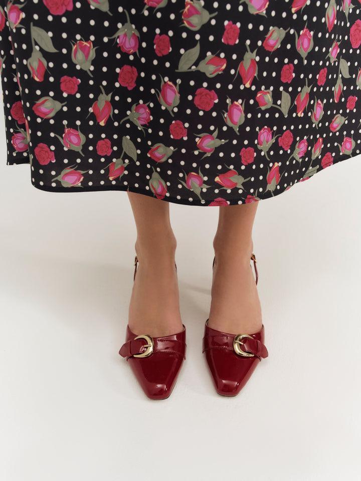 Marion Buckle Heel — Red Product Image