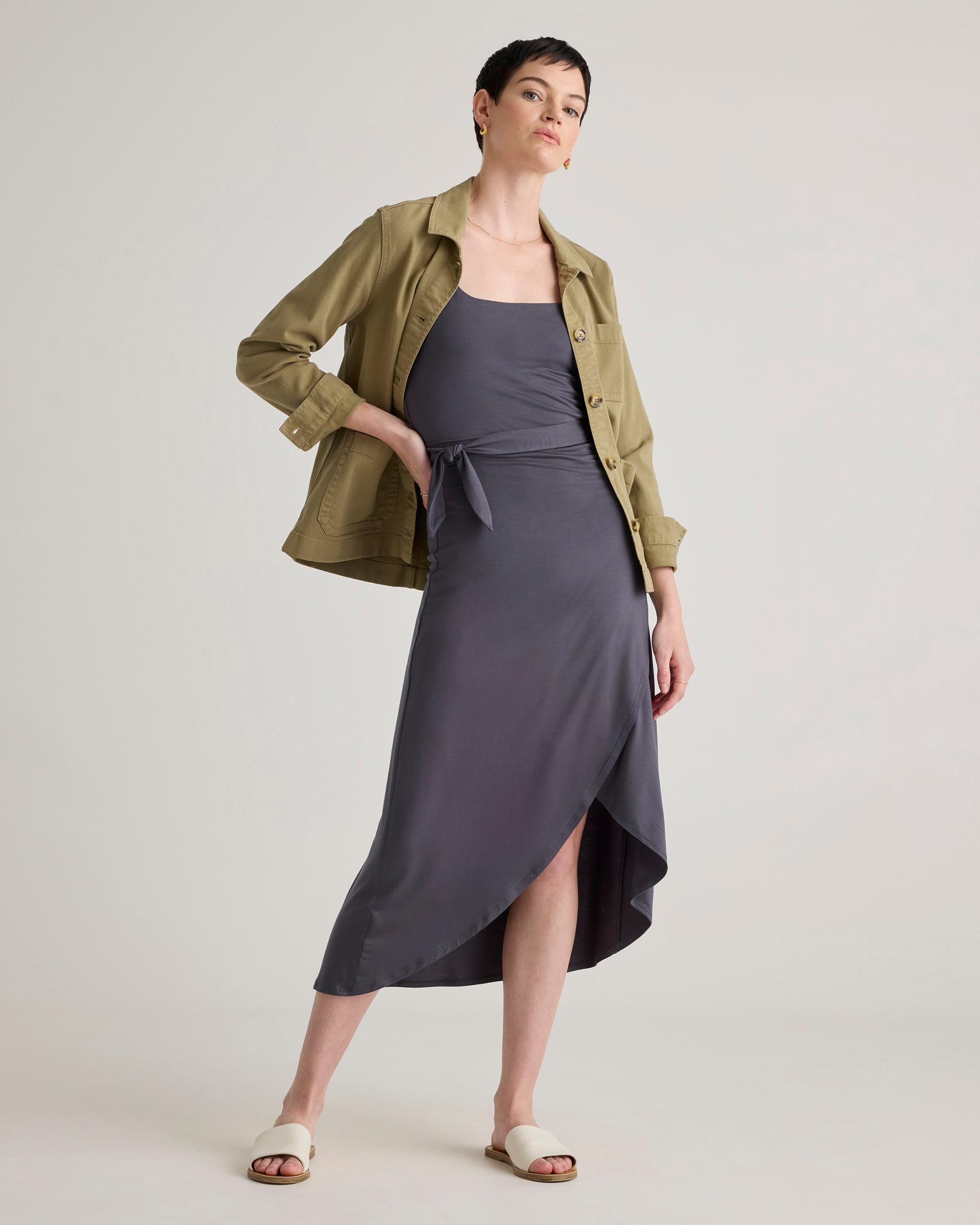 Quince | Women's Tencel Jersey Side Tie Midi Dress Size XL Product Image