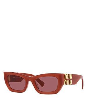 Miu Miu Womens MU 09WS53-X 53mm Striped Rectangle Sunglasses - Striped Tobacco/Dark Violet Product Image