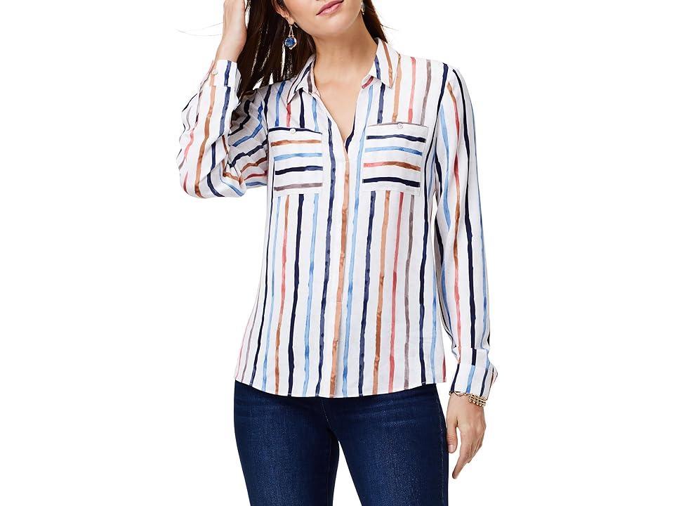 NIC+ZOE Painted Stripe Top (Cream ) Women's Clothing Product Image