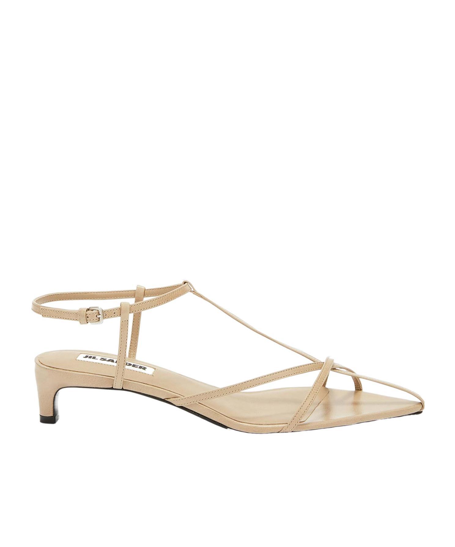 JIL SANDER Strappy Leather Sandals In Cream Product Image