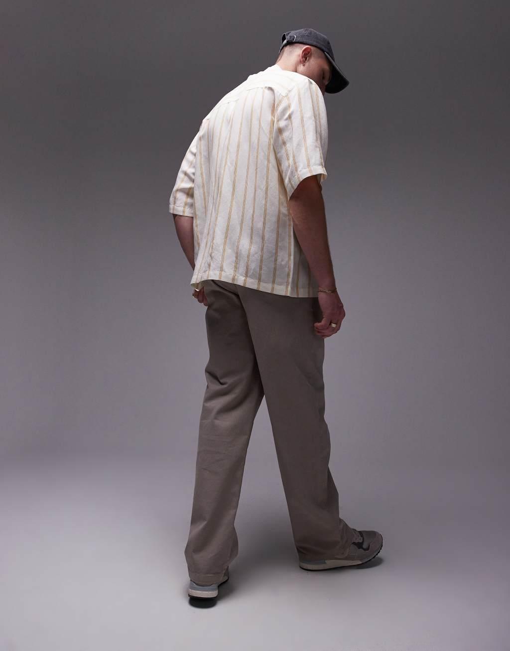 Topman straight pants in ecru Product Image