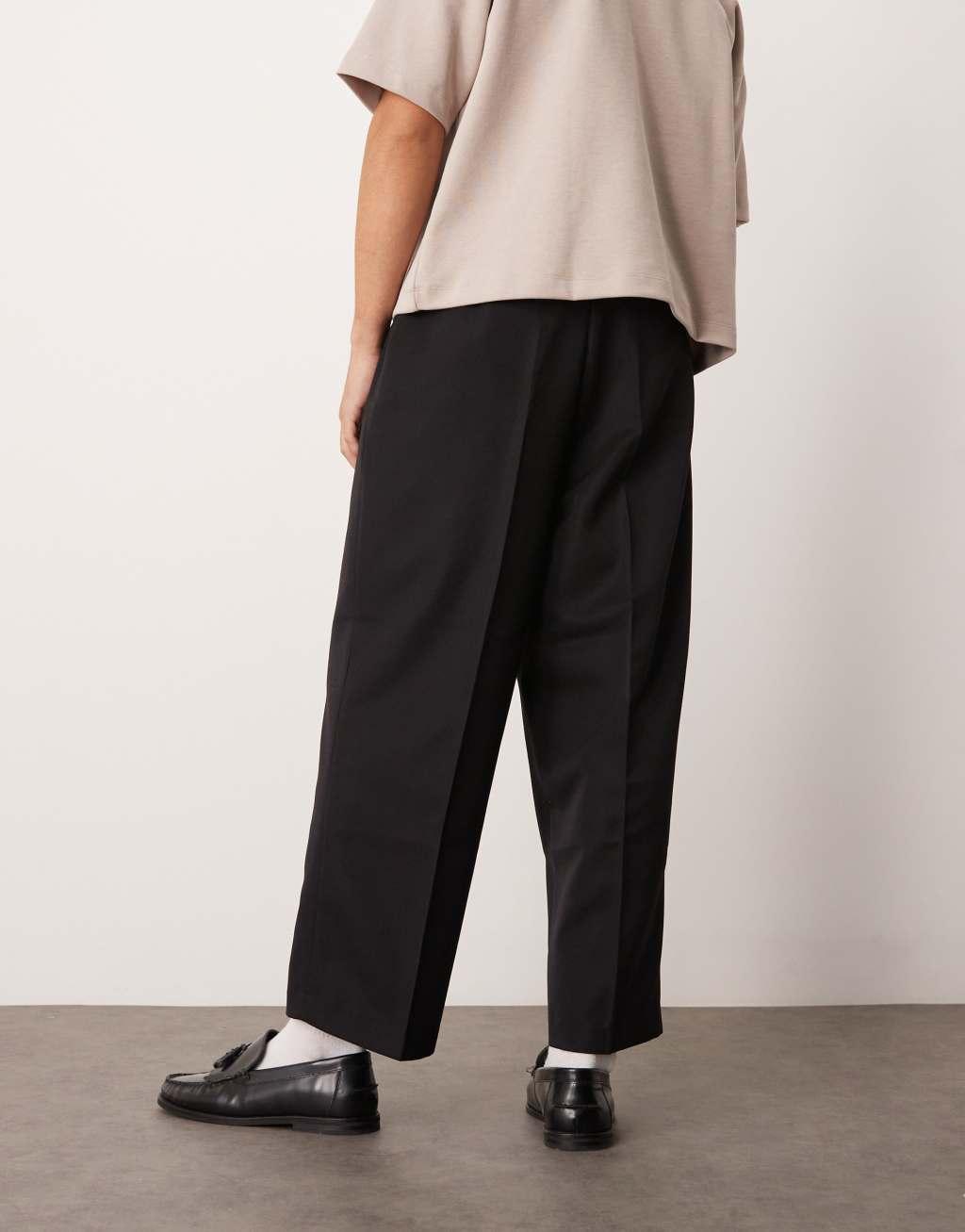 ASOS DESIGN smart balloon pants with front pleat in black Product Image